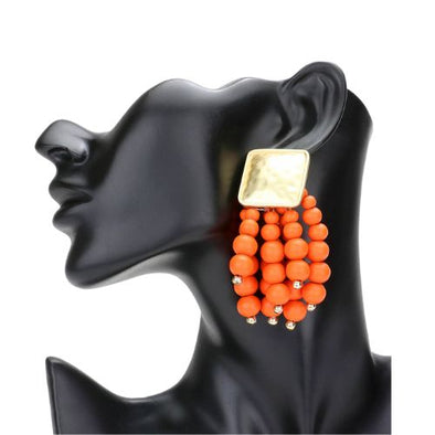 Beady Orange Earrings