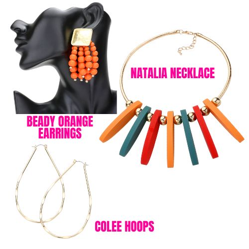 Beady Orange Earrings