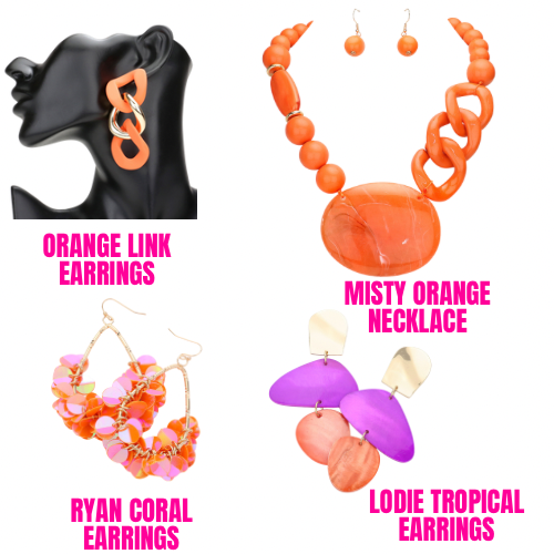 Orange Link Earrings